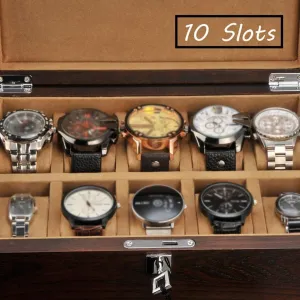 Slots Watch Jewellery Display Storage Case Bracelet wholly Tray Showcase Organiser with Glass Top and 6 Pillows Watch Box - Glass Lid 6 