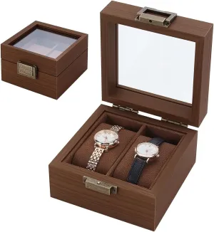Slots Wood Watch Storage list commercialization sewerage Boxes, Coconut Brown Watch Display Case with Glass Window, Wood Watch Display Case Ideal Gift for Men in Birthday Valentines Wedding Anniversary AHANDMAKER 2 