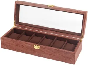 Slots Wooden Watch Box Jewelry Bracelet Storage compress firing With Lid 6 