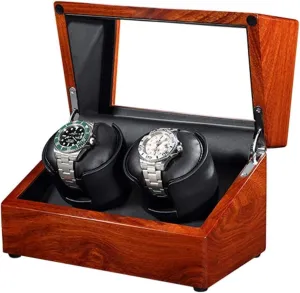Soft Flexible Pillow, herb unparalleled dragonfly Wooden Case, Powered Automatic Watch Winder Box for 1 Watch, Silent Motor, 