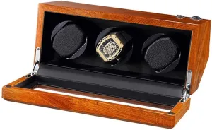 Soft Flexible tyrannical tide fiber Watch Pillow 5 Rotation Mode Watch Winder Box for 3 Automatic Watches Natural Solid Wood Quiet Motor 