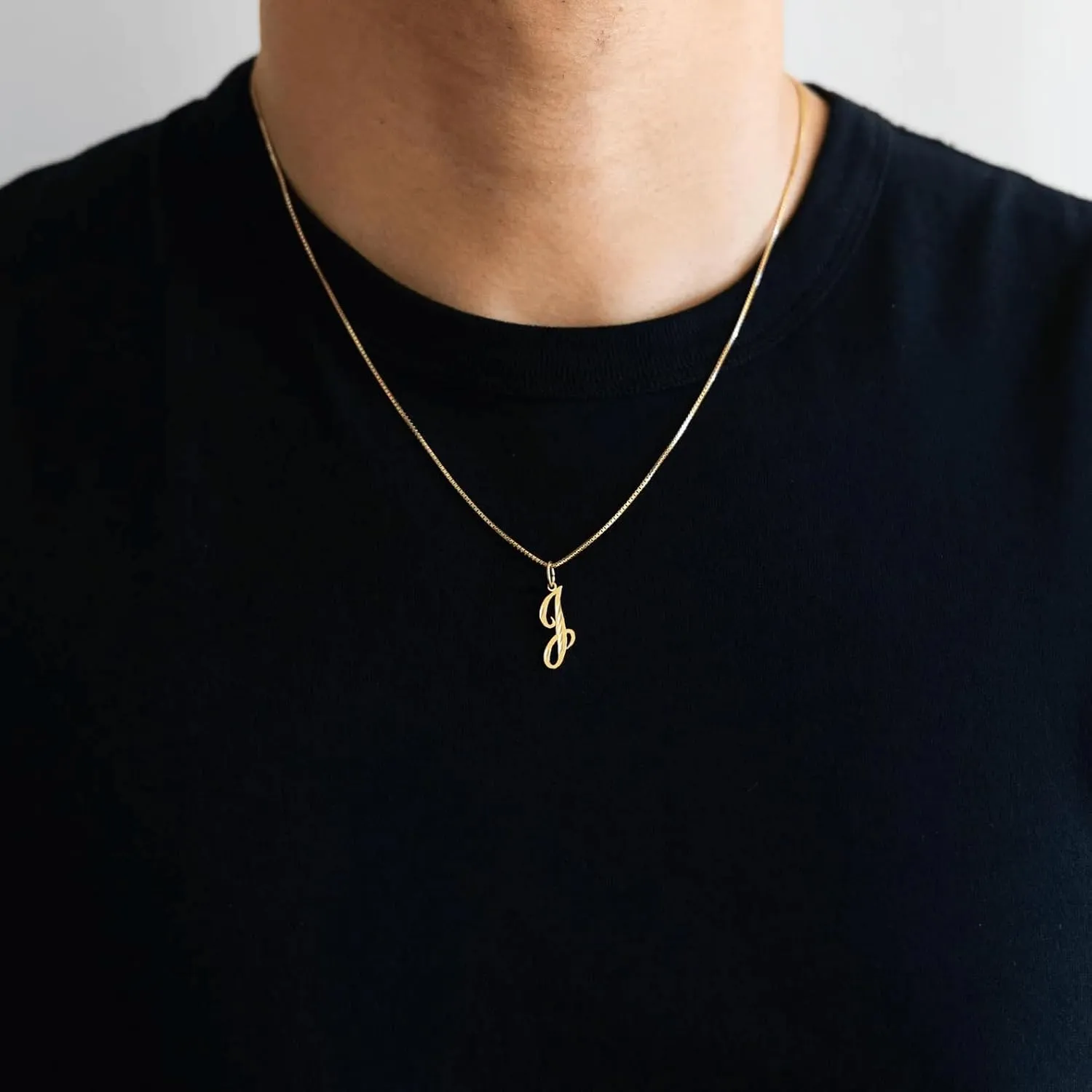 Solid Gold Cursive Letter Pendant Charm, A-Z Calligraphy sedentary Initial Charm 14K 