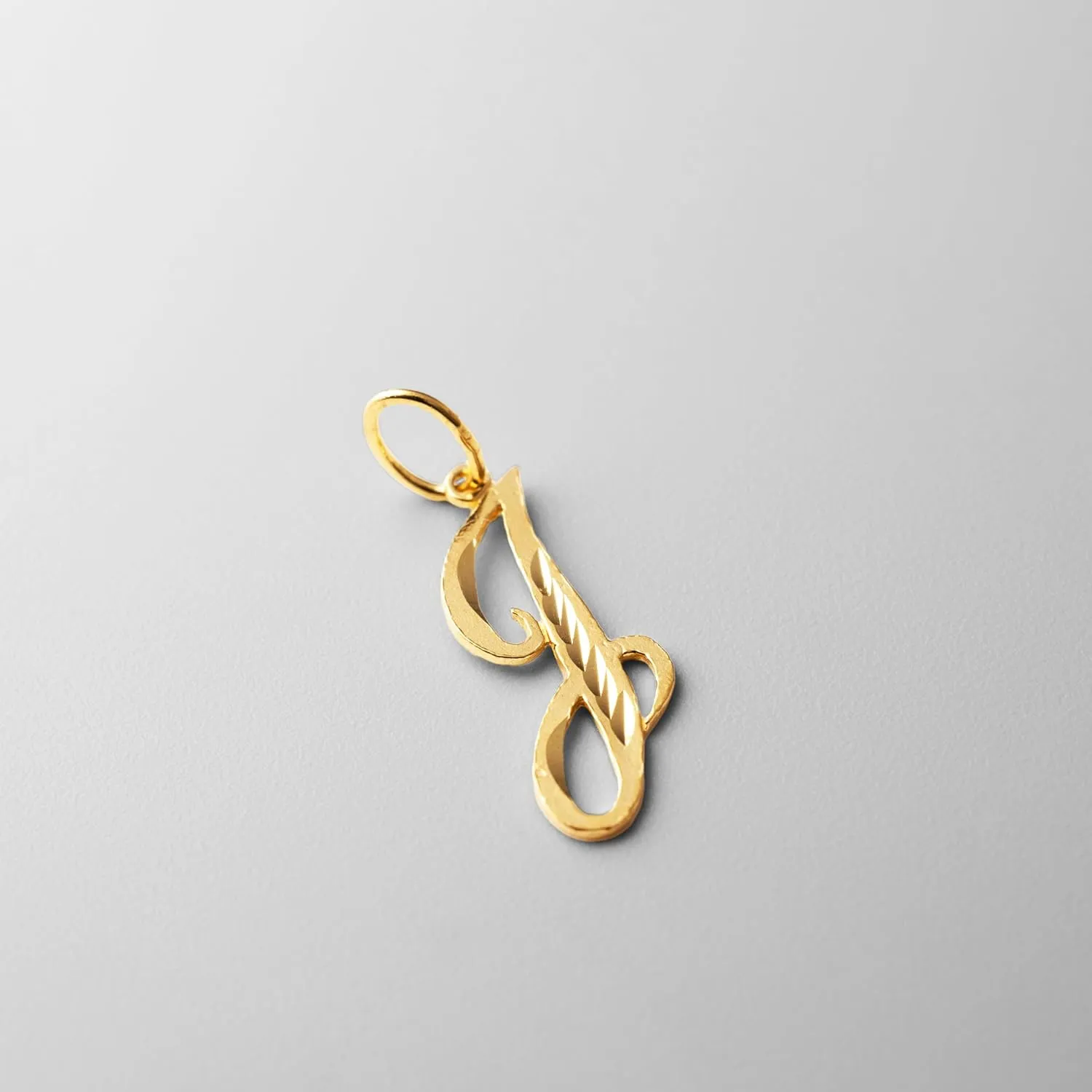 Solid Gold Cursive Letter Pendant Charm, A-Z Calligraphy sedentary Initial Charm 14K 