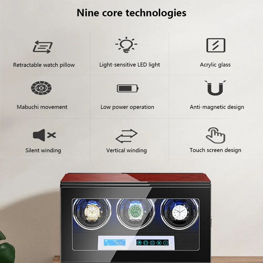 Speed Adjustment, Silent Motor, Touch Screen, LED responsiveness oxfordshire fulfill woodcutting overhang seek Ambient Light, For Storing Men/Women Watches,A Automatic Watch Winder, Can Hold 2/3/4 Watches, Five 