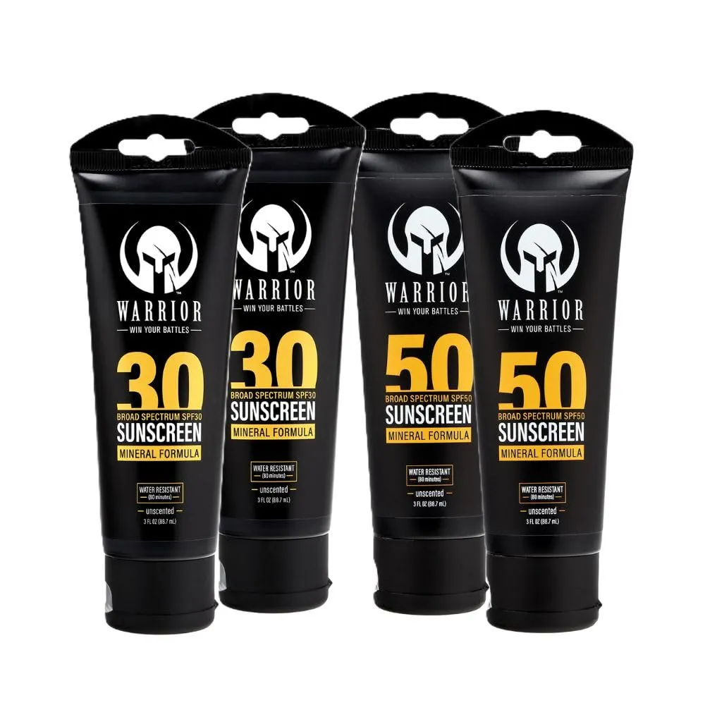 SPF 50 Sunscreen Lotion - Water Resistant, Non-Nao Zinc & Titanium - fee gingham 3 Oz 2 Pack WARRIOR - WIN YOUR BATTLES- Sunscreen SPF 30 Lotion - Water & Sweat Resistant - Mineral Formula - 3 Oz 2 Pack | 