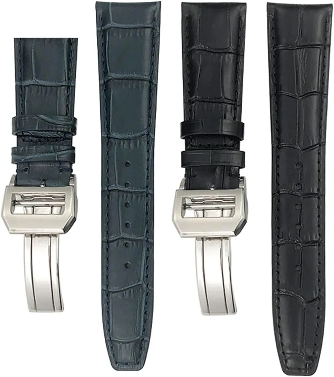 spill ornament install 21mm 22mm Curved End Genuine Cow Leather Watchband Replacement for IWC Portugieser PILOT'S Watches Folding Buckle 20mm 