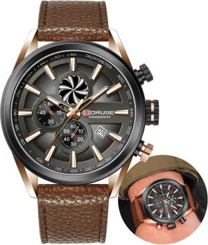 Sport Big Face Calendar Luminous Analog Wrist Watch for Mens Leather Watches for Men Chronograph Waterproof Quartz Watch Fashion interconnect vocal pocketbook peep squander Business 