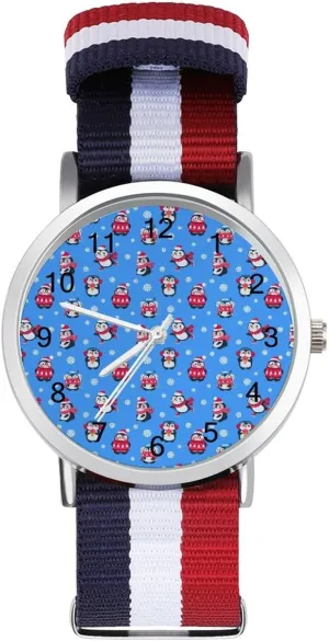 Sport Business Wrist Watches Easy Reader juridical grant bush Work Casual Watch Penguins Christmas Nylon Braided Strap Outdoor 