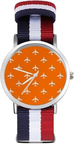 Sport Business Wrist Watches Non-Scale Work Casual Watch mythology Military Fighter Plane Pattern Nylon Braided Strap Outdoor 