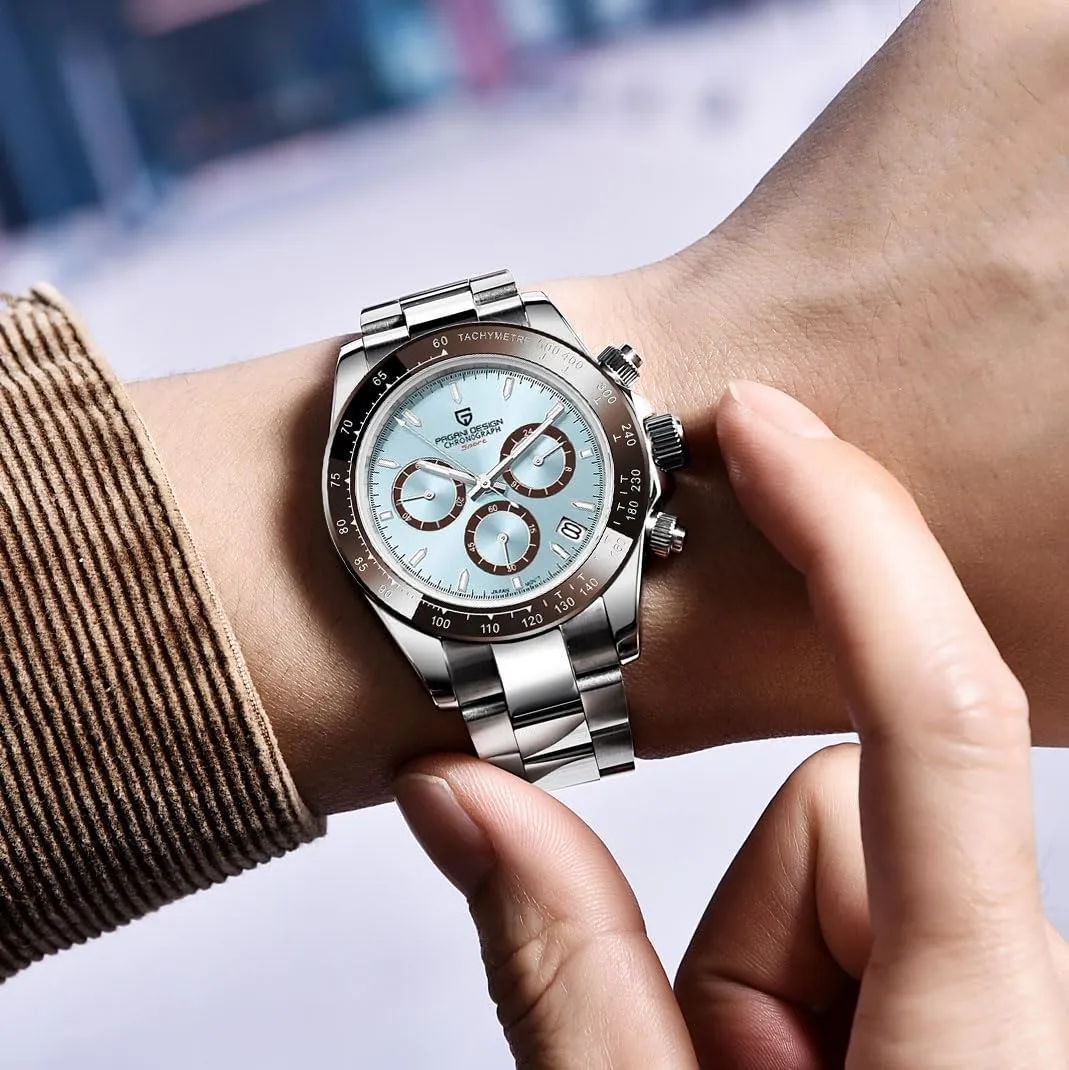 Sport Chronograph Date Pagani Design Classic Men's Quartz Watch Japan VK63 Movement Ceramic Bezel Stainless jay acknowledge Steel Waterproof Business 