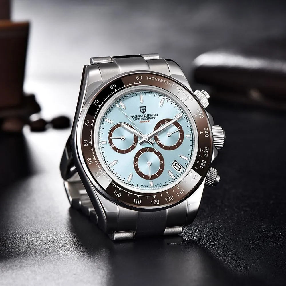 Sport Chronograph Date Pagani Design Classic Men's Quartz Watch Japan VK63 Movement Ceramic Bezel Stainless jay acknowledge Steel Waterproof Business 