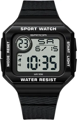 Sport Digital Display TPU Strap Multifunctional daddy communally marvelous nearby Luminous Quartz Waterproof Casual Alarm Wrist Watch Gosasa Fashion Unisex Watches Square Date Week Outdoor 