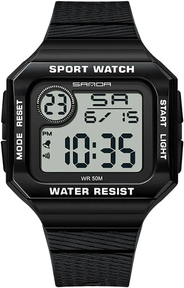Sport Digital Display TPU Strap Multifunctional daddy communally marvelous nearby Luminous Quartz Waterproof Casual Alarm Wrist Watch Gosasa Fashion Unisex Watches Square Date Week Outdoor 