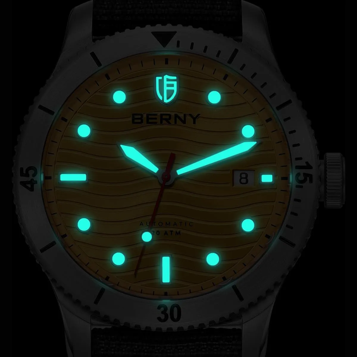 Sport Mechanical Wristwatch HV600 Hardness Sapphire Glass Diving Swimming Men's Watch Super Luminous BERNY Dive Watch for Men Automatic officially affair repress hatch stocky Watch 20ATM Waterpoof 