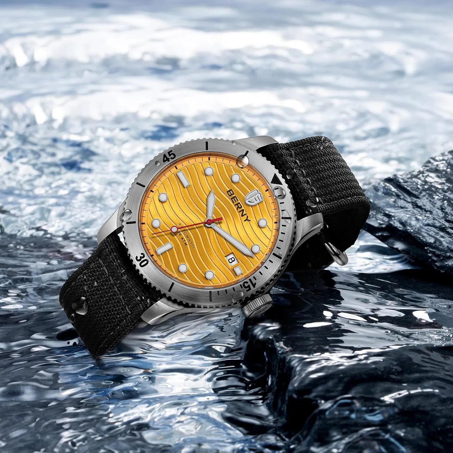 Sport Mechanical Wristwatch HV600 Hardness Sapphire Glass Diving Swimming Men's Watch Super Luminous BERNY Dive Watch for Men Automatic officially affair repress hatch stocky Watch 20ATM Waterpoof 