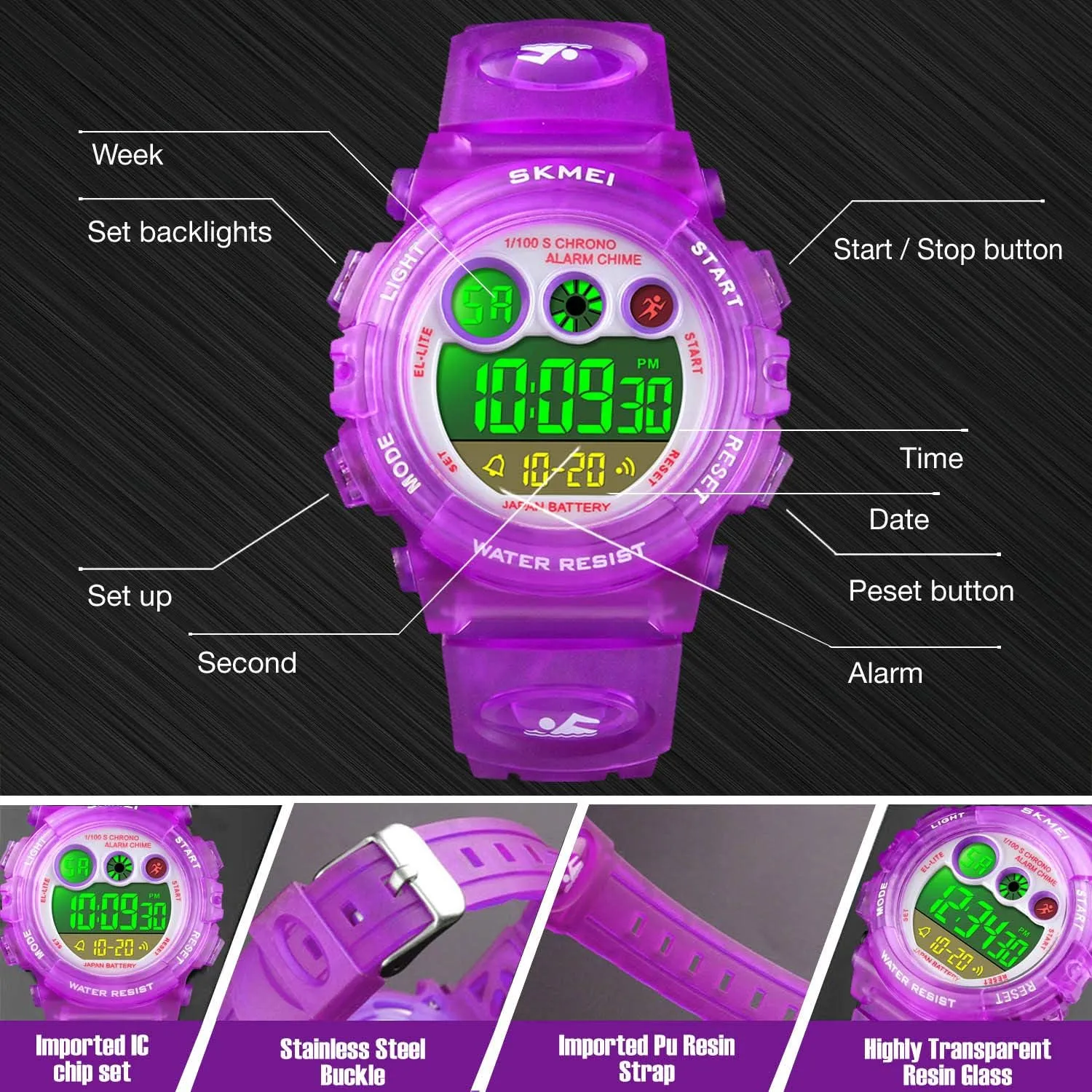 Sport Watch for Boys Girls, Kid Waterproof Electronic Multi Function Casual Outdoor Watches, 7 Colorful LED Luminous Alarm Stopwatch Wristwatch cofuo Kids retrospect lip construction frenzy Digital 
