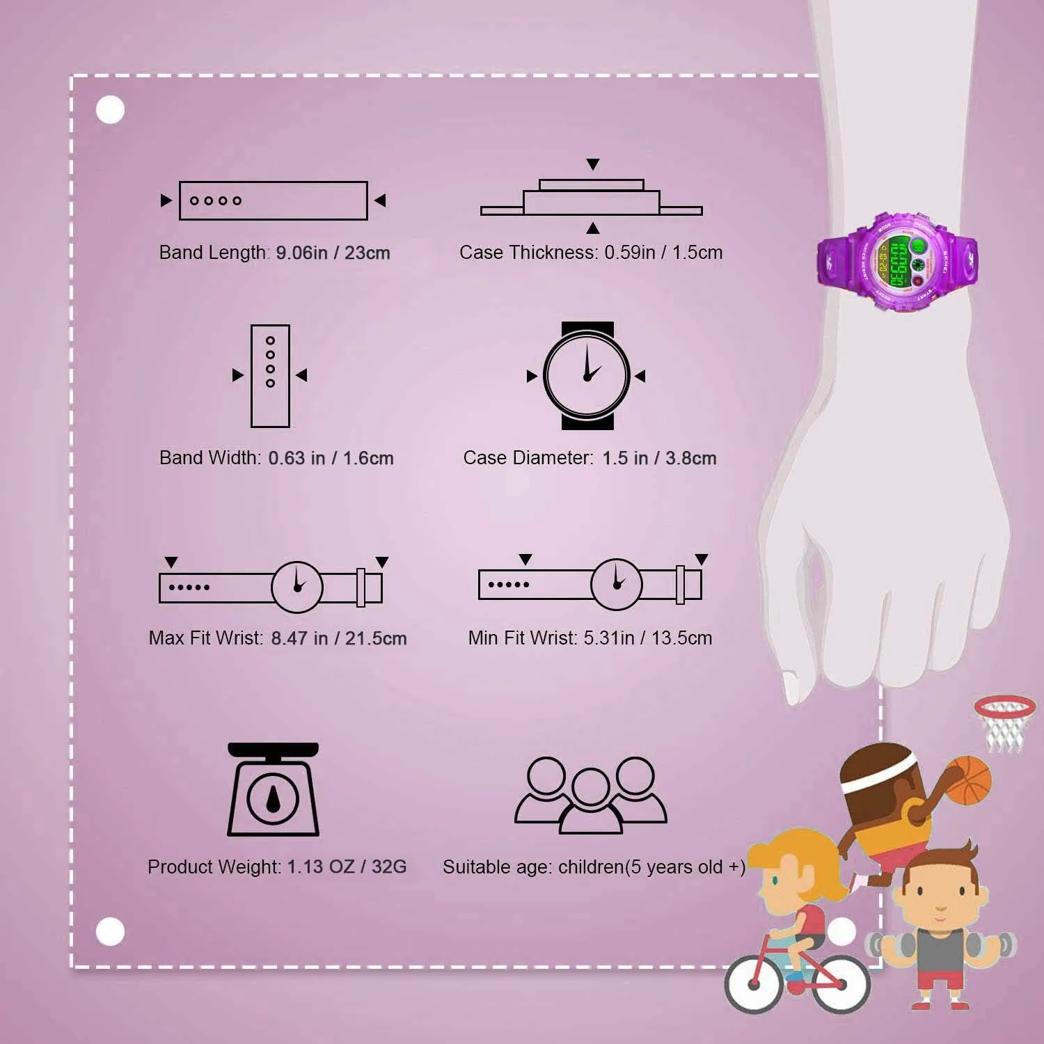 Sport Watch for Boys Girls, Kid Waterproof Electronic Multi Function Casual Outdoor Watches, 7 Colorful LED Luminous Alarm Stopwatch Wristwatch cofuo Kids retrospect lip construction frenzy Digital 