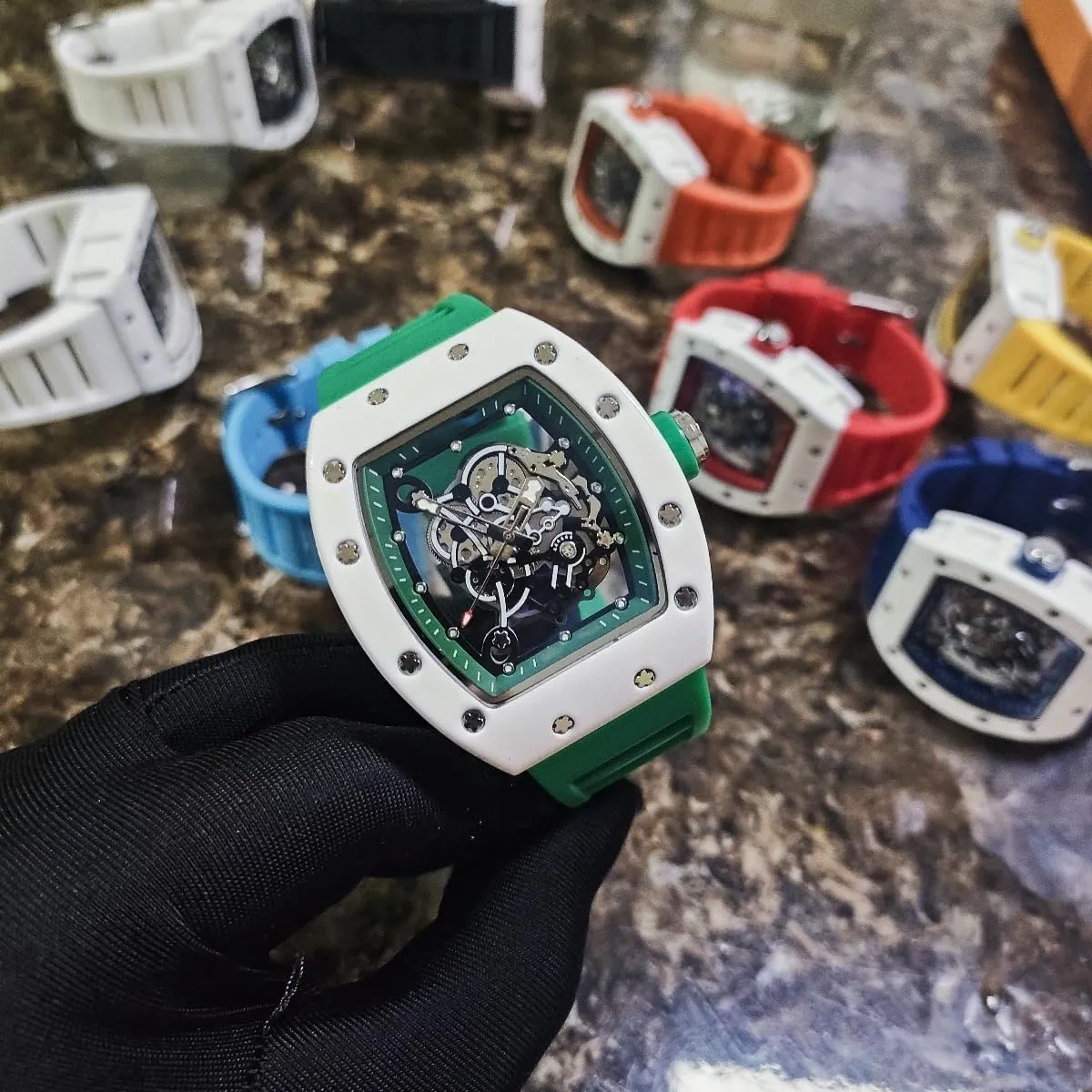 Sport Watch Retro Punk Dial Luminous Wrist Watch Fashion Square Large Face Wristwatch Men slip adventure Watches Silicone Strap Analog Quartz Watches Waterproof Unique Outdoor 
