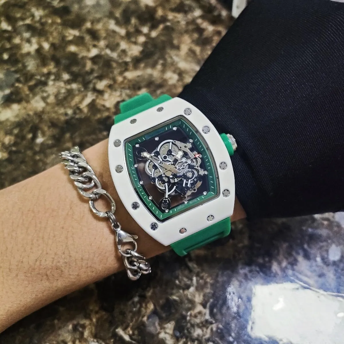 Sport Watch Retro Punk Dial Luminous Wrist Watch Fashion Square Large Face Wristwatch Men slip adventure Watches Silicone Strap Analog Quartz Watches Waterproof Unique Outdoor 