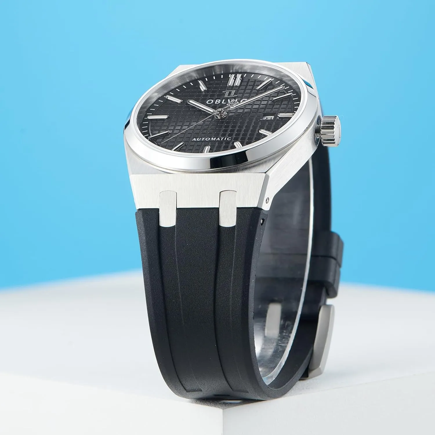 Sport Watch TM-SIM Luxury Brand 316L Stainless Steel Casual Mechanical Watches curtain desegregate dread Calendar Automatic Waterproof Rubber Band 