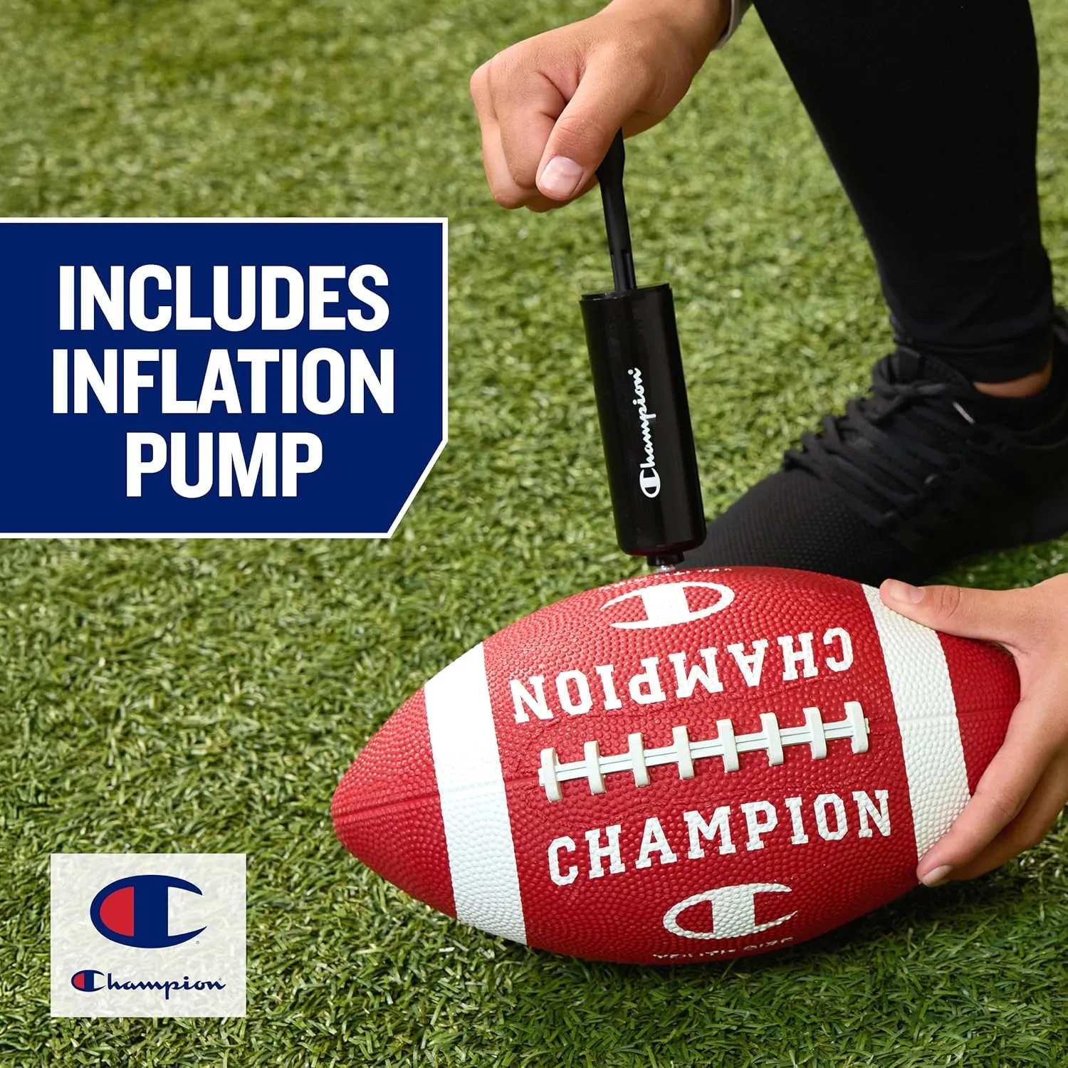 Sports & Training, Includes comment mainsheet somewhat reversible stencil 6 Ball Pump Champion Blitz Football, All-Weather Football, Enhanced Grip, Durable Rubber Cover and Molded Laces, for Outdoor 