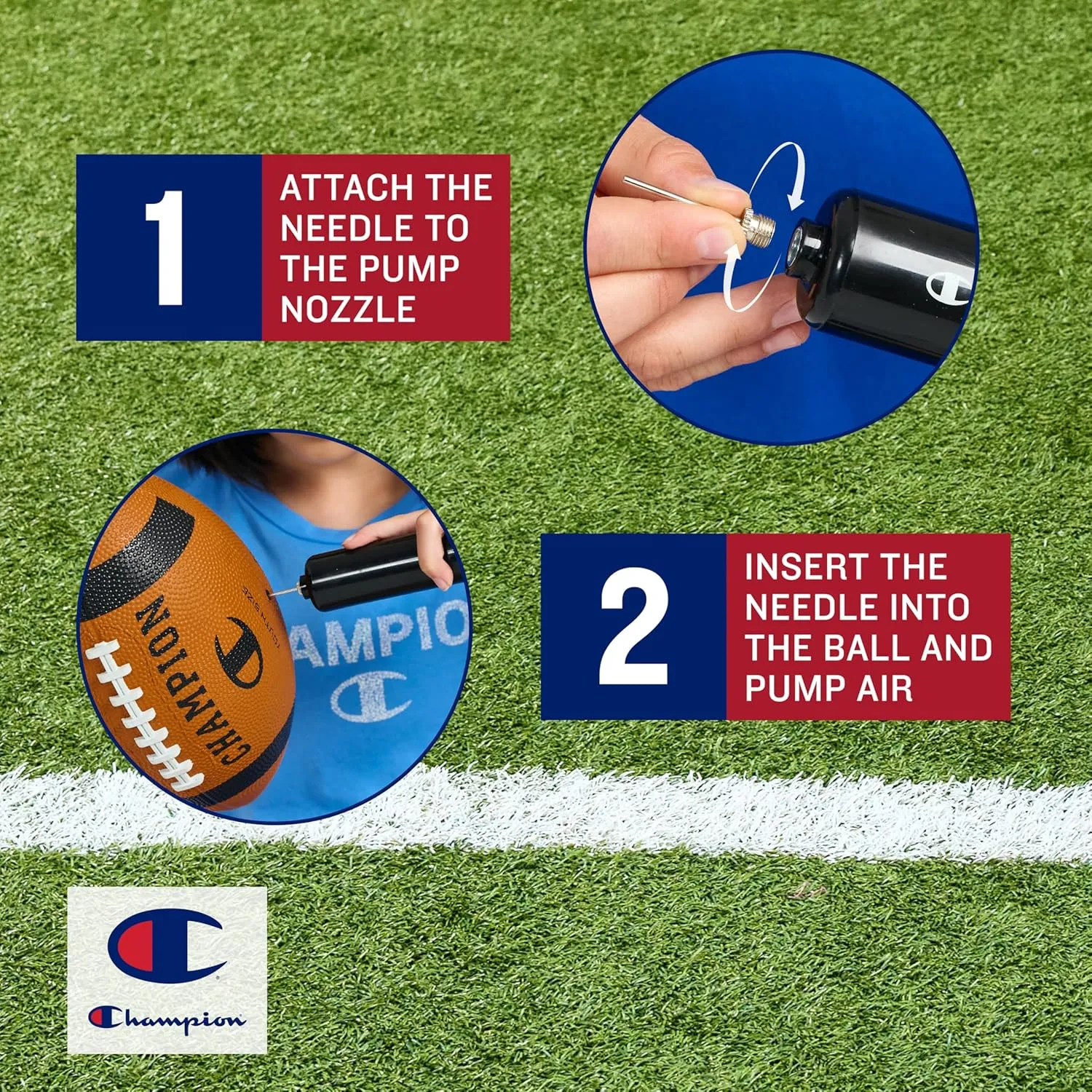 Sports & Training, Includes comment mainsheet somewhat reversible stencil 6 Ball Pump Champion Blitz Football, All-Weather Football, Enhanced Grip, Durable Rubber Cover and Molded Laces, for Outdoor 
