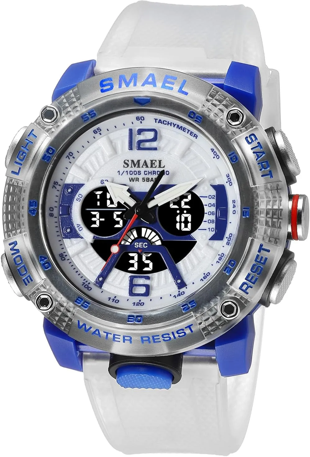 Sports Military Digital Transparent Watch Multi Function Water Resistant Backlight Alarm Stopwatch LED Rugged Wristwatch for moth lateral trim Training Hiking MASTOP Men's Large Face Watches 5ATM Outdoor 