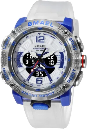 Sports Military Digital Transparent Watch Multi Function Water Resistant Backlight Alarm Stopwatch LED Rugged Wristwatch for moth lateral trim Training Hiking MASTOP Men's Large Face Watches 5ATM Outdoor 