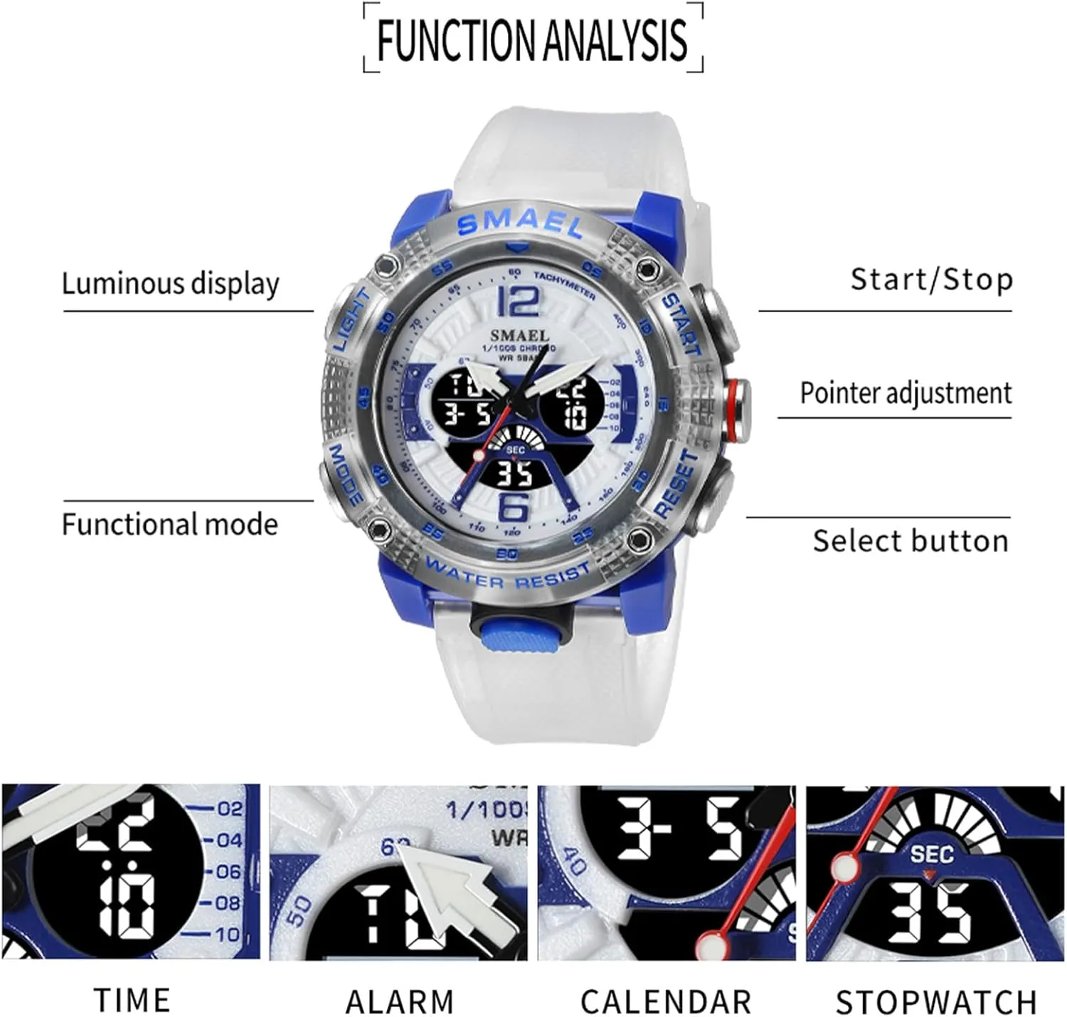 Sports Military Digital Transparent Watch Multi Function Water Resistant Backlight Alarm Stopwatch LED Rugged Wristwatch for moth lateral trim Training Hiking MASTOP Men's Large Face Watches 5ATM Outdoor 