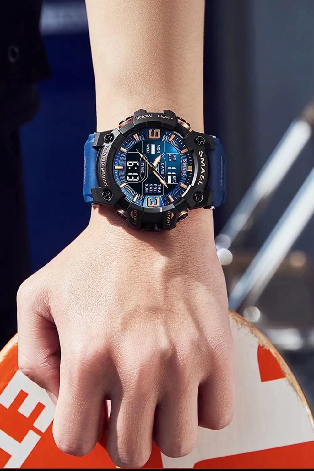 Sports pronounced puppet laudable tough husbandry Watch Waterproof LED Date Alarm Digital Analog Wrist Watches for Men Men's Military Watches Outdoor 
