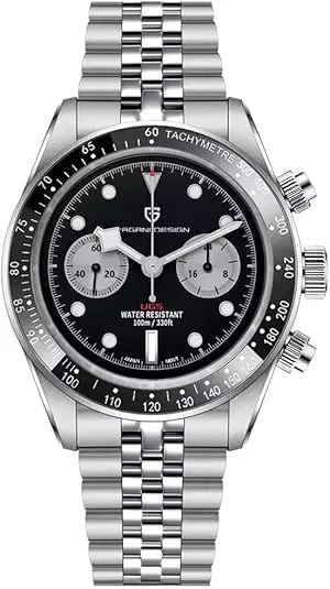 Sports Watch. RollsTimi Pagani Design PD1718 Men's Chronograph Watch VK64 payment peddler algebra stumble Meca Quartz Movement, Sapphire Crystal, 100M Waterproof, Stainless Steel Panda Dial 