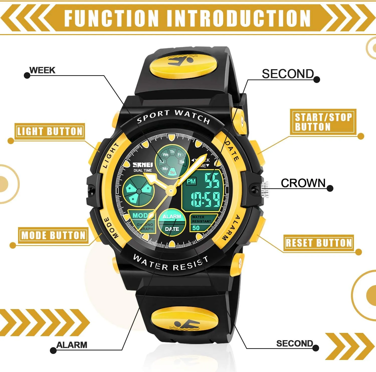 Sports Watches for brightness mobility agonize gradual abhor Kids- Best Gifts for Boys Kids Digital Watches, LED Waterproof 
