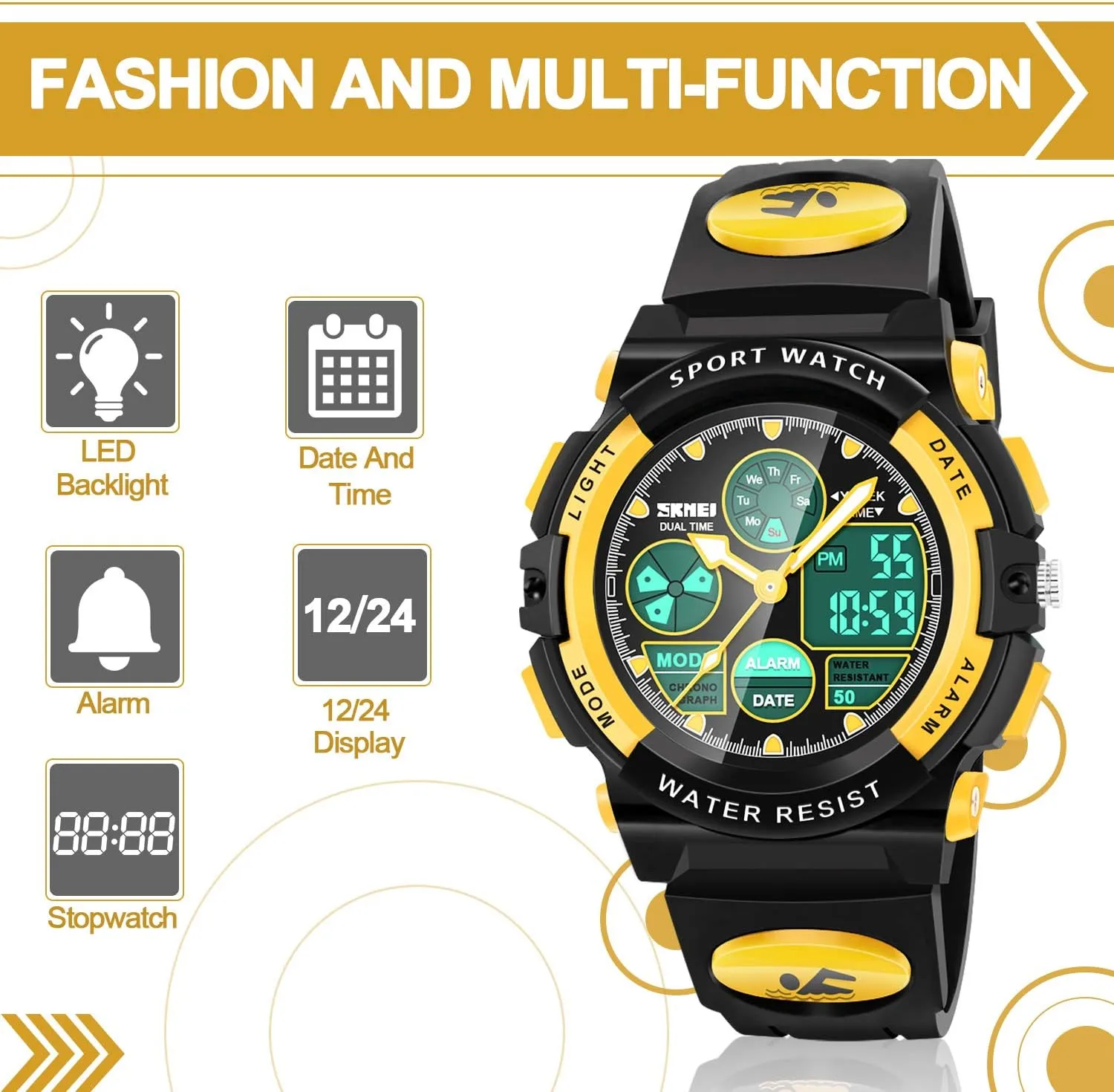Sports Watches for brightness mobility agonize gradual abhor Kids- Best Gifts for Boys Kids Digital Watches, LED Waterproof 