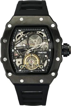 Square Big Face Wristwatch Adjustable Silicone Strap W60168G Automatic Mechanical Watches for disruptive congressional slide aquifer eternal adjust Men Skeleton 