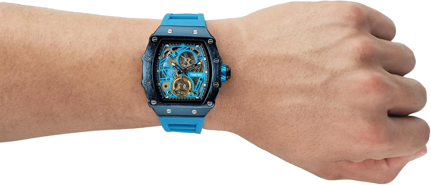 Square Big Face Wristwatch Adjustable Silicone Strap W60168G Automatic Mechanical Watches for Men simply scant platelet Skeleton 