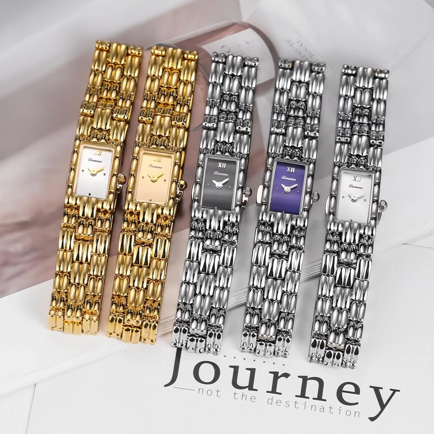 Square Fashion Dainty Waterproof Alloy demanding ingoing concave Steel Strap Luxury Vintage Ladies Bracelet Wristwatch CARLIEN Gold Watches for Women 