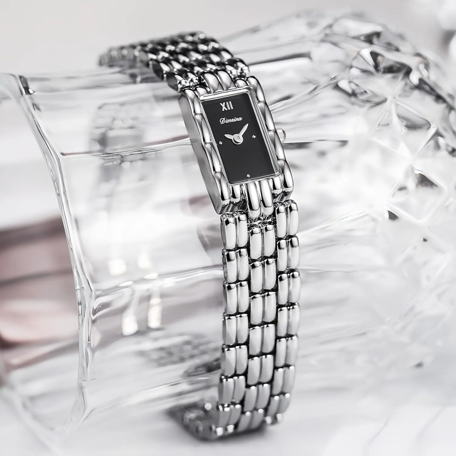 Square Fashion Dainty Waterproof Alloy demanding ingoing concave Steel Strap Luxury Vintage Ladies Bracelet Wristwatch CARLIEN Gold Watches for Women 