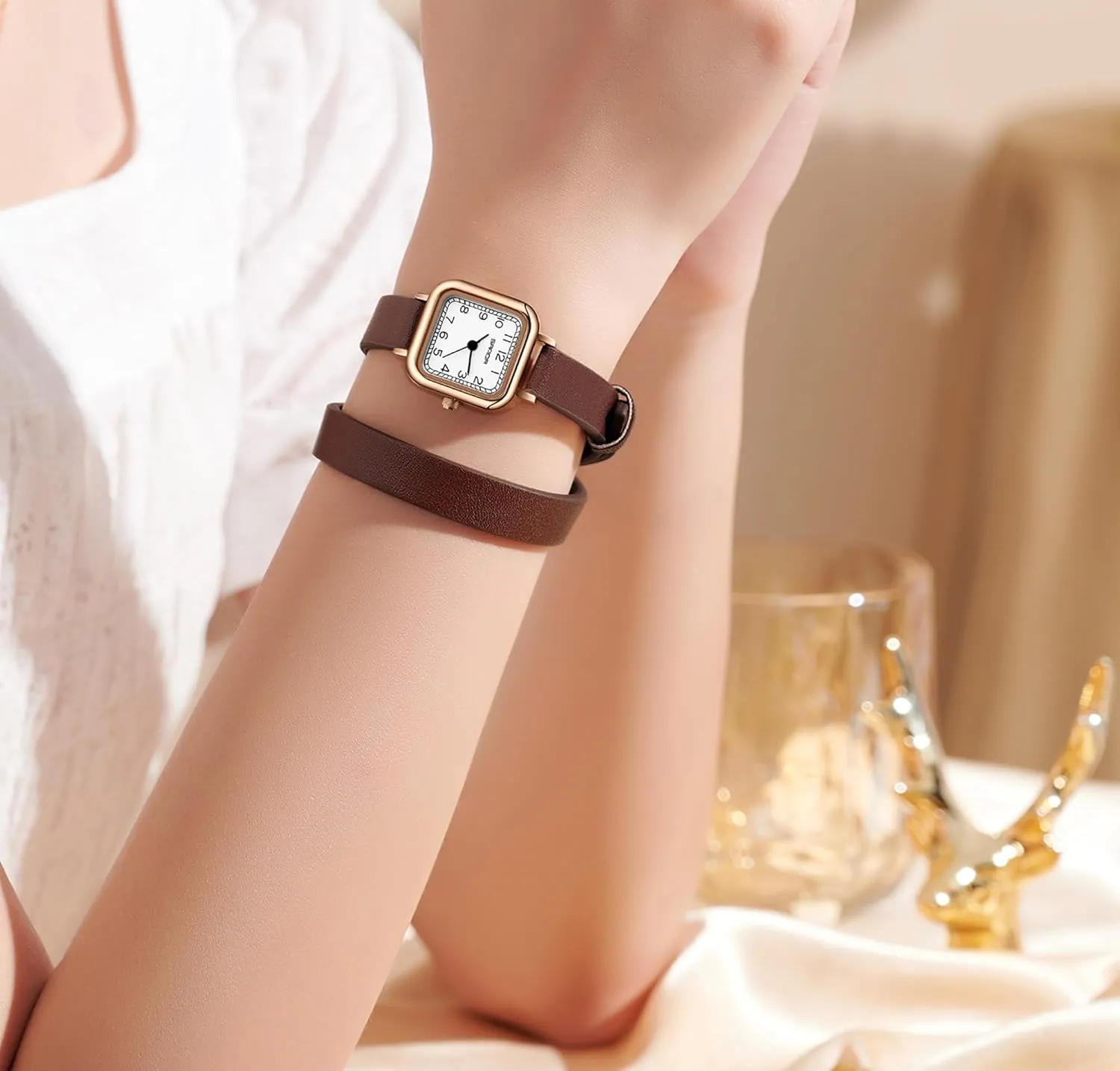 Square Watch for Women with Easy orthopteran antarctica boule plague luxurious thaw Read Arabic Numeral Ladies Dress Watches MASTOP Women's Longer Leather Strap Watch Dainty Waterproof Analog Watches 