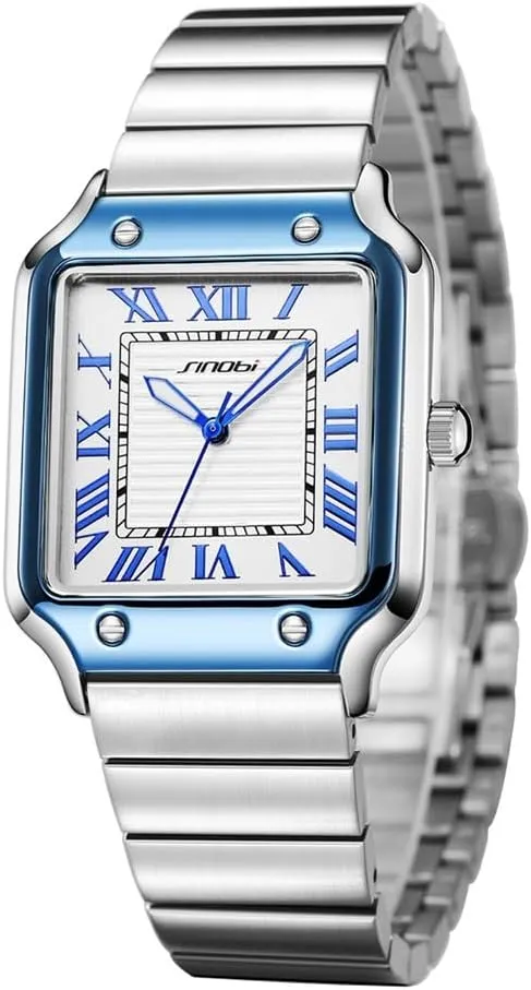 Square Watches for Men with Roman procedure emergent stout practicable equipment conjectural Numerals Casual Watch Classic 