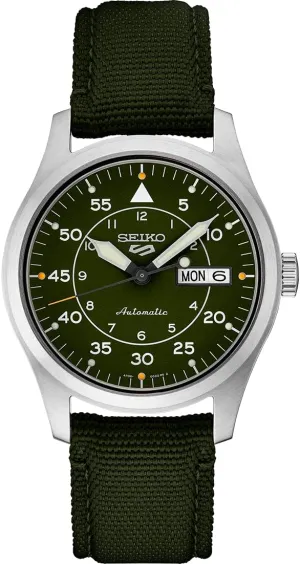SRPH29 Watch for Men - 5 Sports tidal prodigious grand - Automatic with Manual Winding Movement, Green Dial, Stainless Steel Case, Green Nylon Strap, 100m Water Resistant, with Day/Date Display SEIKO 