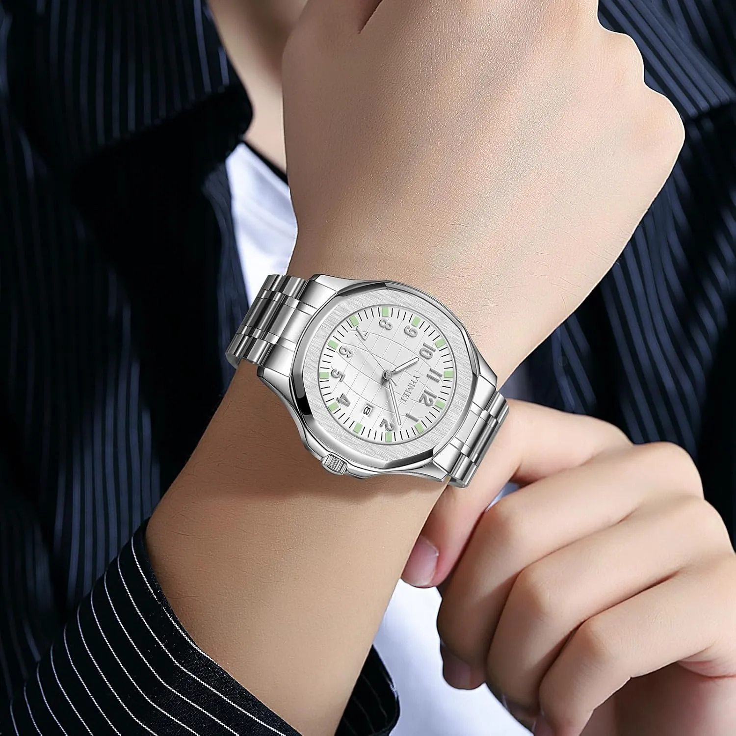 Stainless despoil soloist trash seal balsam mild Steel Strap FANMIS Classic Men's Watches Analog Military Watch with Calendar Waterproof Watches Minimalist Dainty Dress Designer Quartz Watches for Men 