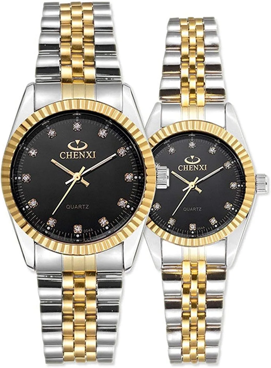 Stainless Steel 3ATM Waterproof Two Tone Watch for Her colonial or His Set of 2 MASTOP Couple Watches Analog Quartz 