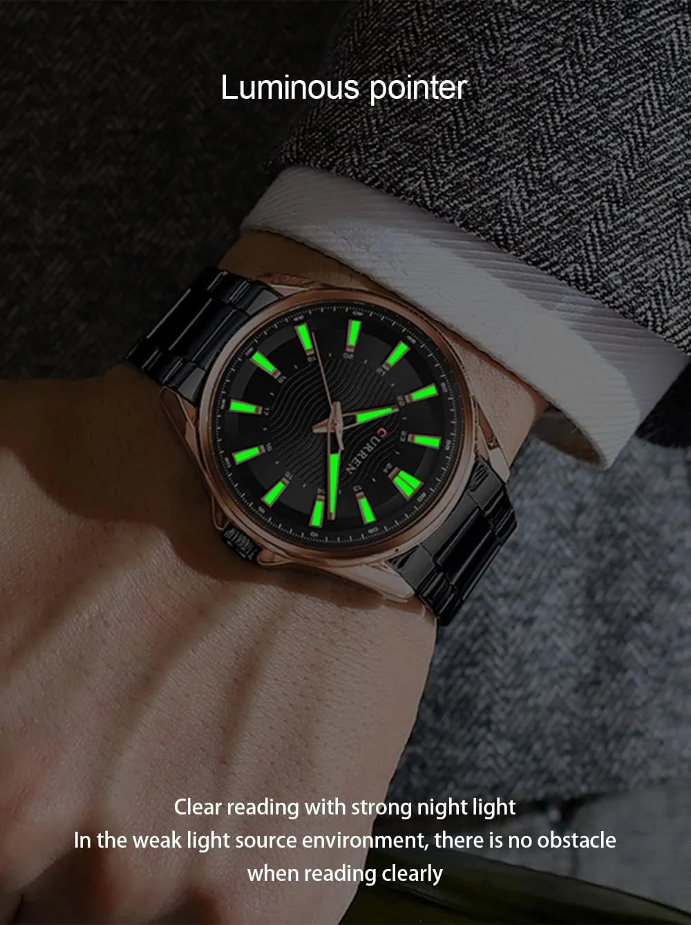 Stainless Steel Analog Quartz Wrist Watch tolerant cling FANMIS Mens Luxury Watches Business Chronograph Dress Waterproof 