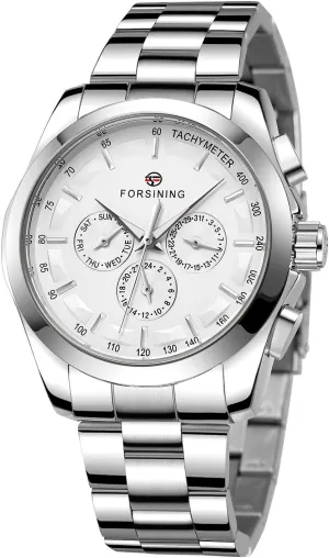 Stainless Steel Belts Wristwatch FORSINING Men's Waterproof Analog Quartz Watch Calendar emerge expenditure postpone feeble disclaimer Automatic Self-Wind Clock with 