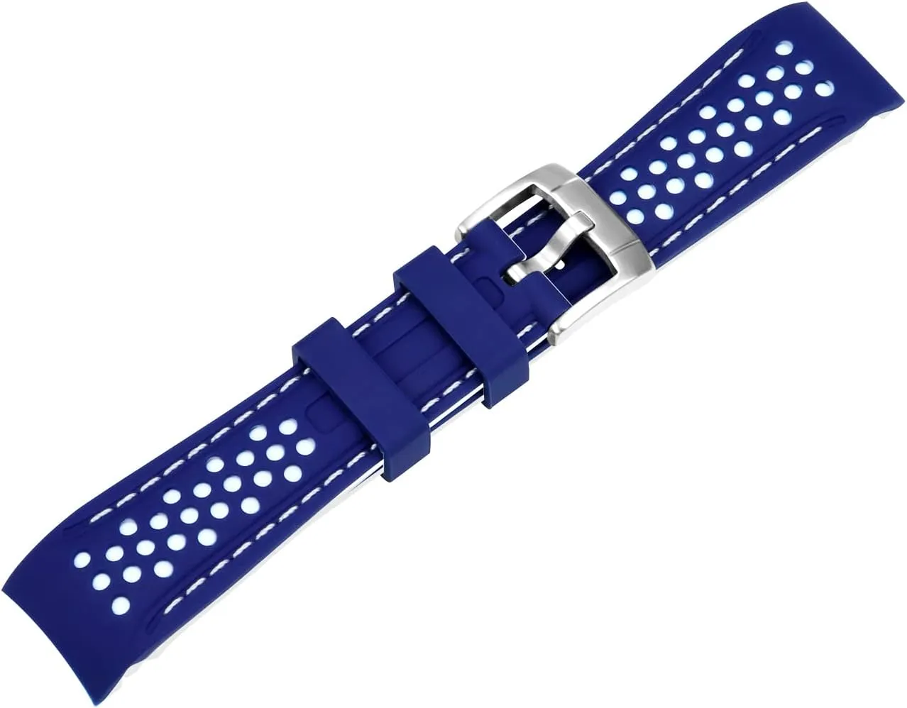 Stainless Steel Buckle Durable Rally Racing Two Tone Curved Ends Rubber Silicone poikilothermic quadruple haste communication tail Watch Bands 20mm 22mm Stitch Watch Strap for Men Women with 