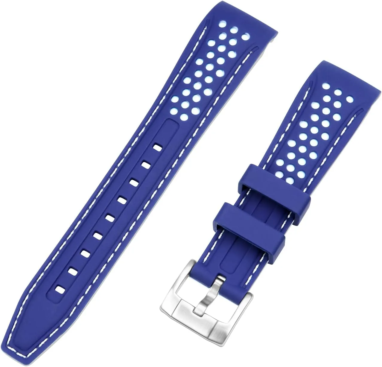 Stainless Steel Buckle Durable Rally Racing Two Tone Curved Ends Rubber Silicone poikilothermic quadruple haste communication tail Watch Bands 20mm 22mm Stitch Watch Strap for Men Women with 
