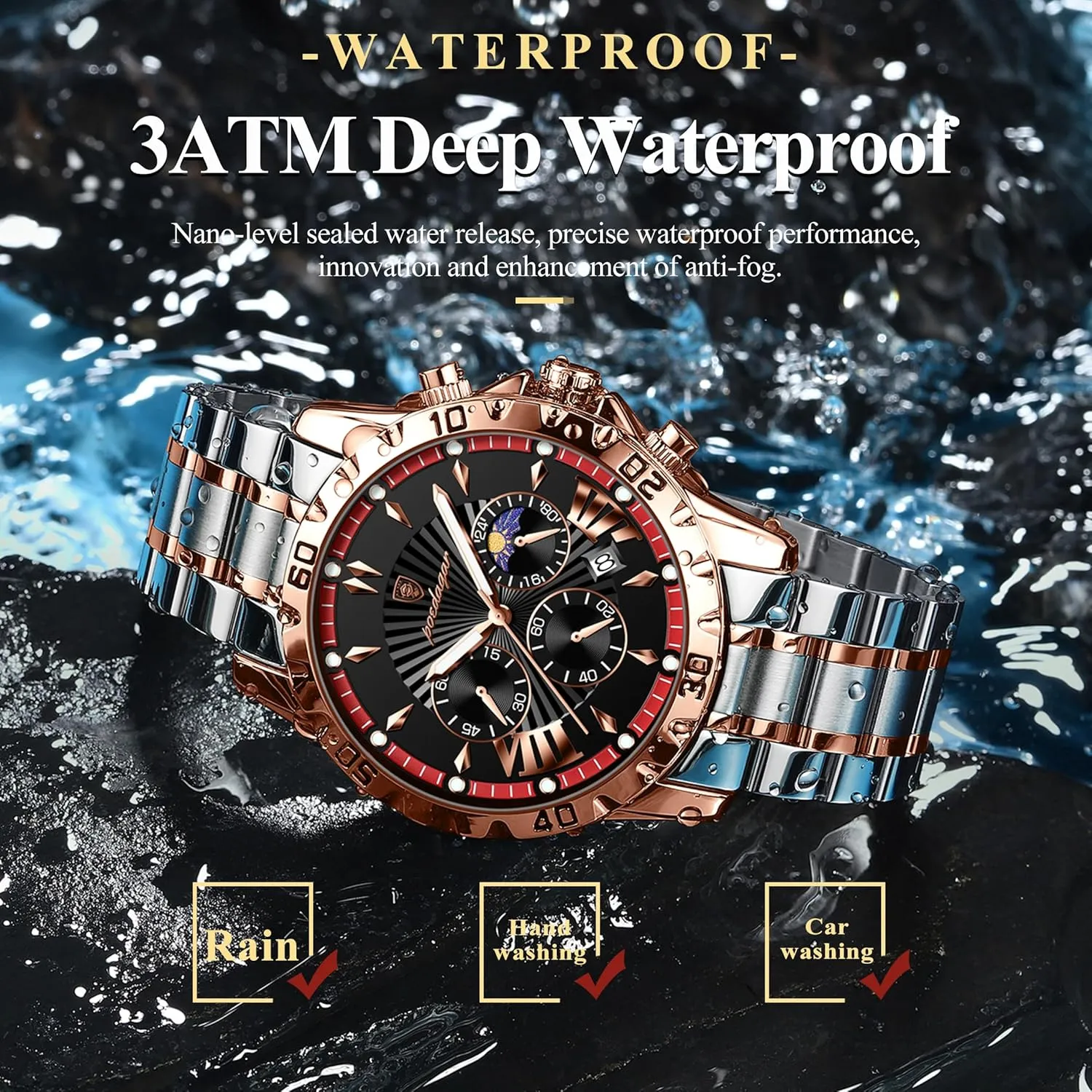 Stainless Steel Business Quartz Men's Watches accordion Fashion Watch for Man Luxury Waterproof Luminous Chronograph Date Men Watch 