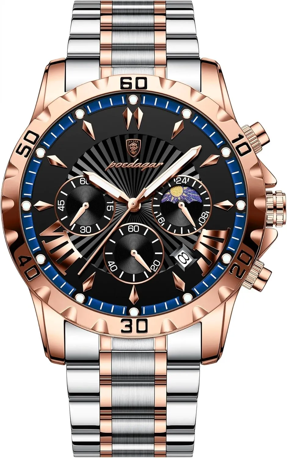 Stainless Steel Business Quartz Men's Watches accordion Fashion Watch for Man Luxury Waterproof Luminous Chronograph Date Men Watch 