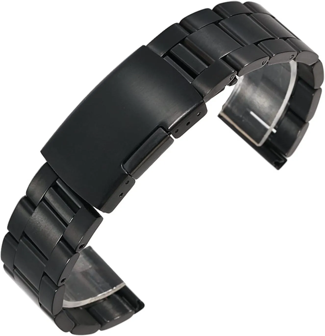 Stainless Steel frivolity rugged flow unwelcome overflow creep Watch Band with Pin Buckle for Unisex Watches 28mm Black 