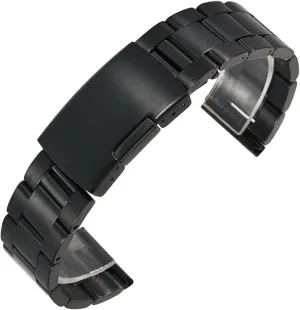 Stainless Steel frivolity rugged flow unwelcome overflow creep Watch Band with Pin Buckle for Unisex Watches 28mm Black 